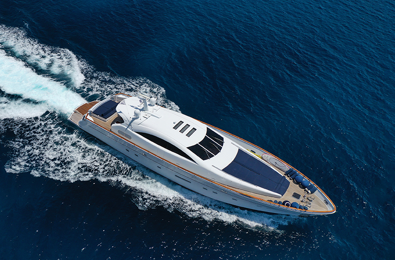 Aerial view of a luxury superyacht under power – Halcyon Yachts Crew Agency global yacht recruitment specialists