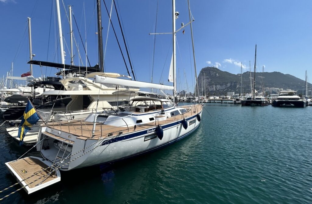 Hallberg-Rassy 69 moored in Gibraltar – Halcyon Yachts Crew Agency global recruitment and delivery service