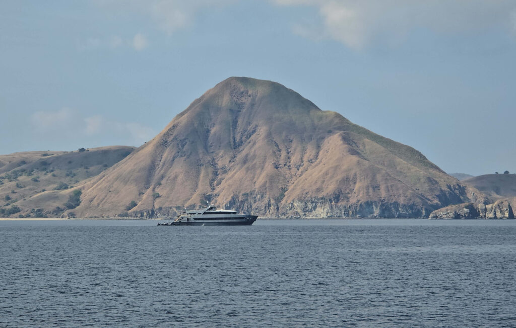 Luxury superyacht cruising in the Komodo Islands, Indonesia
