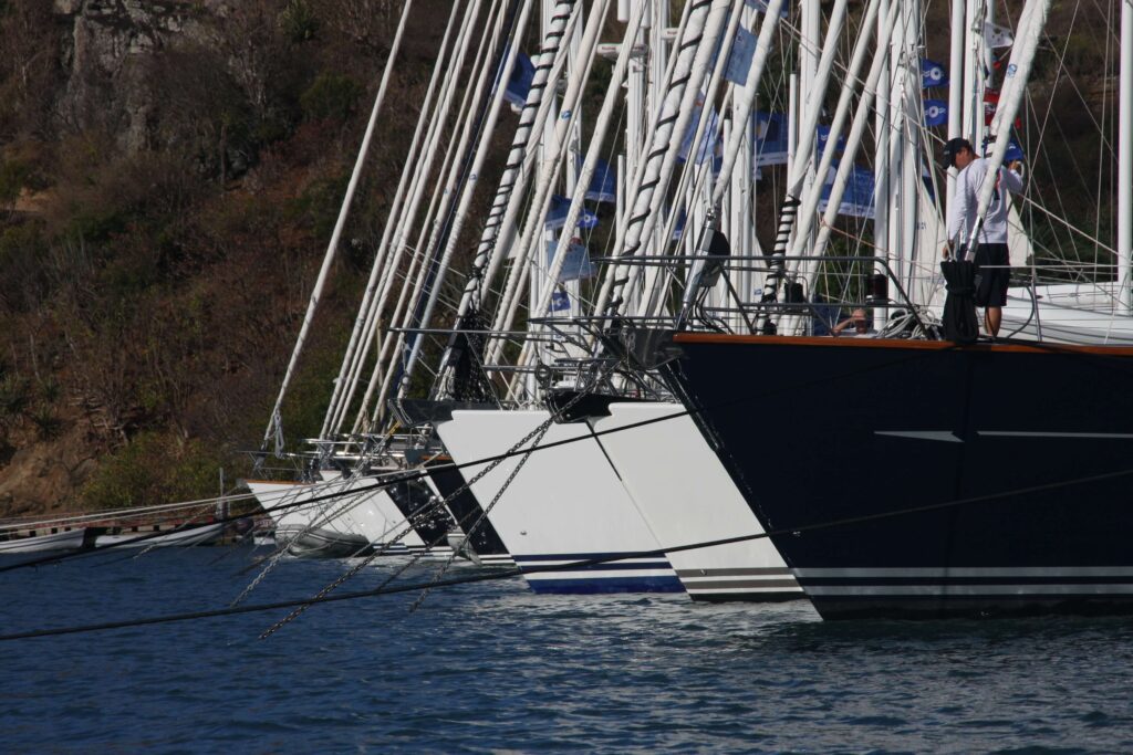 Crew getting ready to set sail on an Oyster Yacht