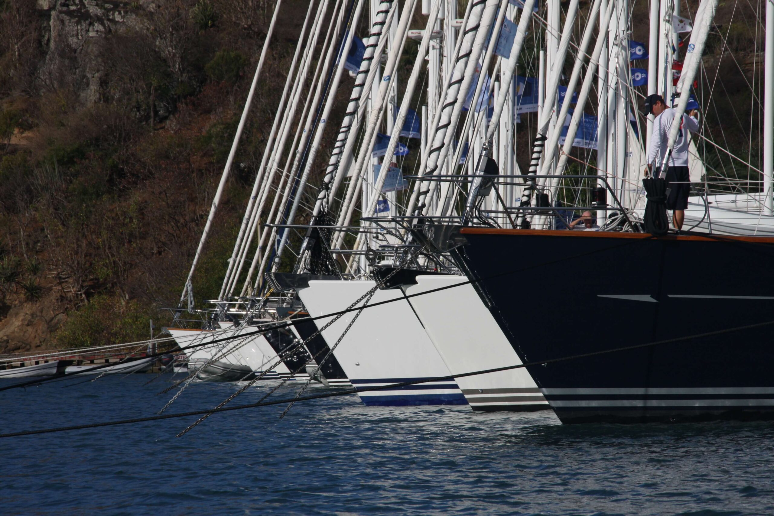 Crew getting ready to set sail on an Oyster Yacht